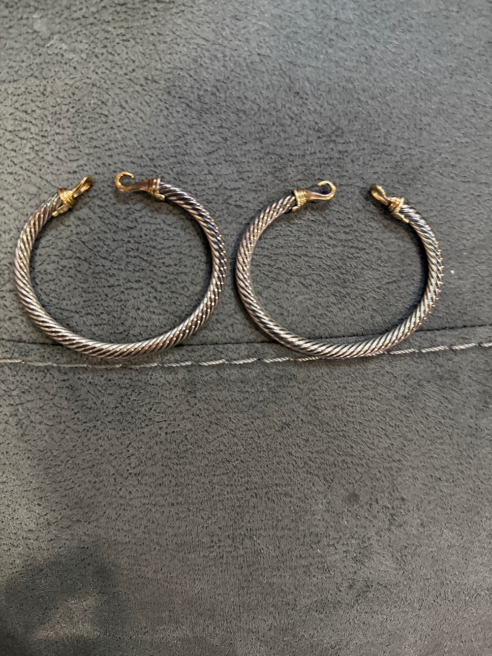 David Yurman Two-Tone Cable Hoop Bracelets in Silver and Gold. Fixed price.